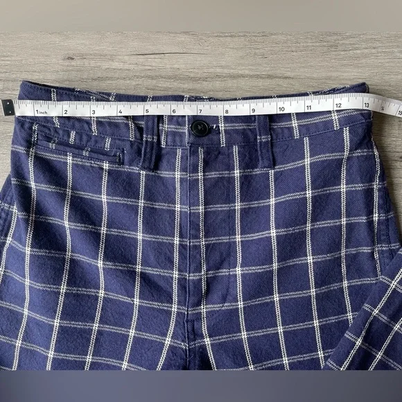 Madewell Plaid Navy High Rise Wide Leg Crop Pants - Picture 9 of 14